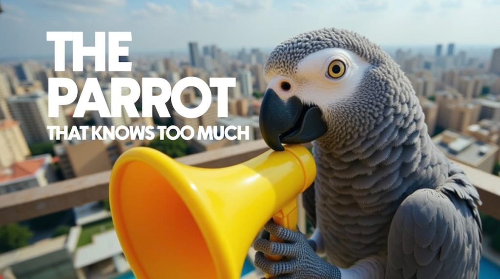 a colorful parrot with a yellow megaphone